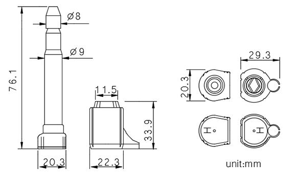 Segell de cargol de pas dividit ISO17712